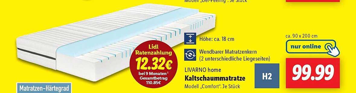 LIVARNO home Kaltschaummatratze Modell „Comfort“