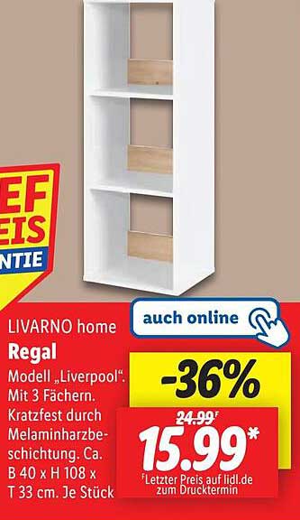 LIVARNO home Regal Modell „Liverpool“ mit 3 Fächern