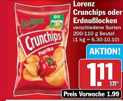 Lorenz Crunchips oder Erdnussflocken verschiedene Sorten 200-110 g Beutel