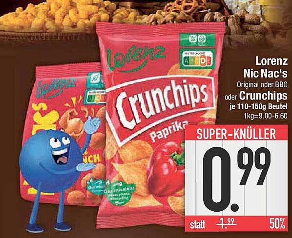 Lorenz Nic Nac's oder Crunchips je 110-150g Beutel