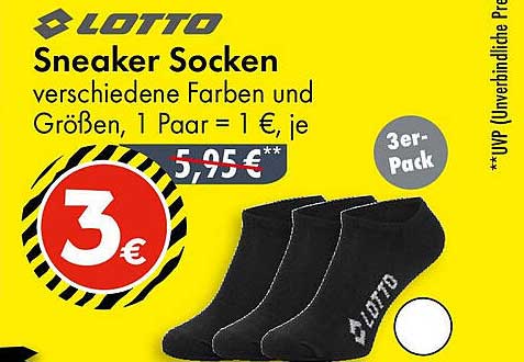 Lotto Sneaker Socken - 3er-Pack für nur 3 €