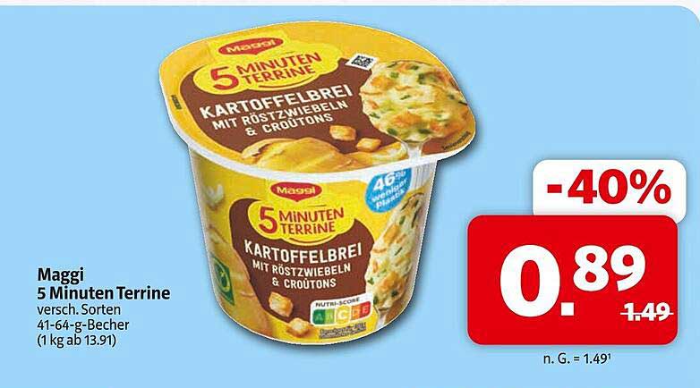 Maggi 5 Minuten Terrine Kartoffelbrei mit Röstzwiebeln & Croutons