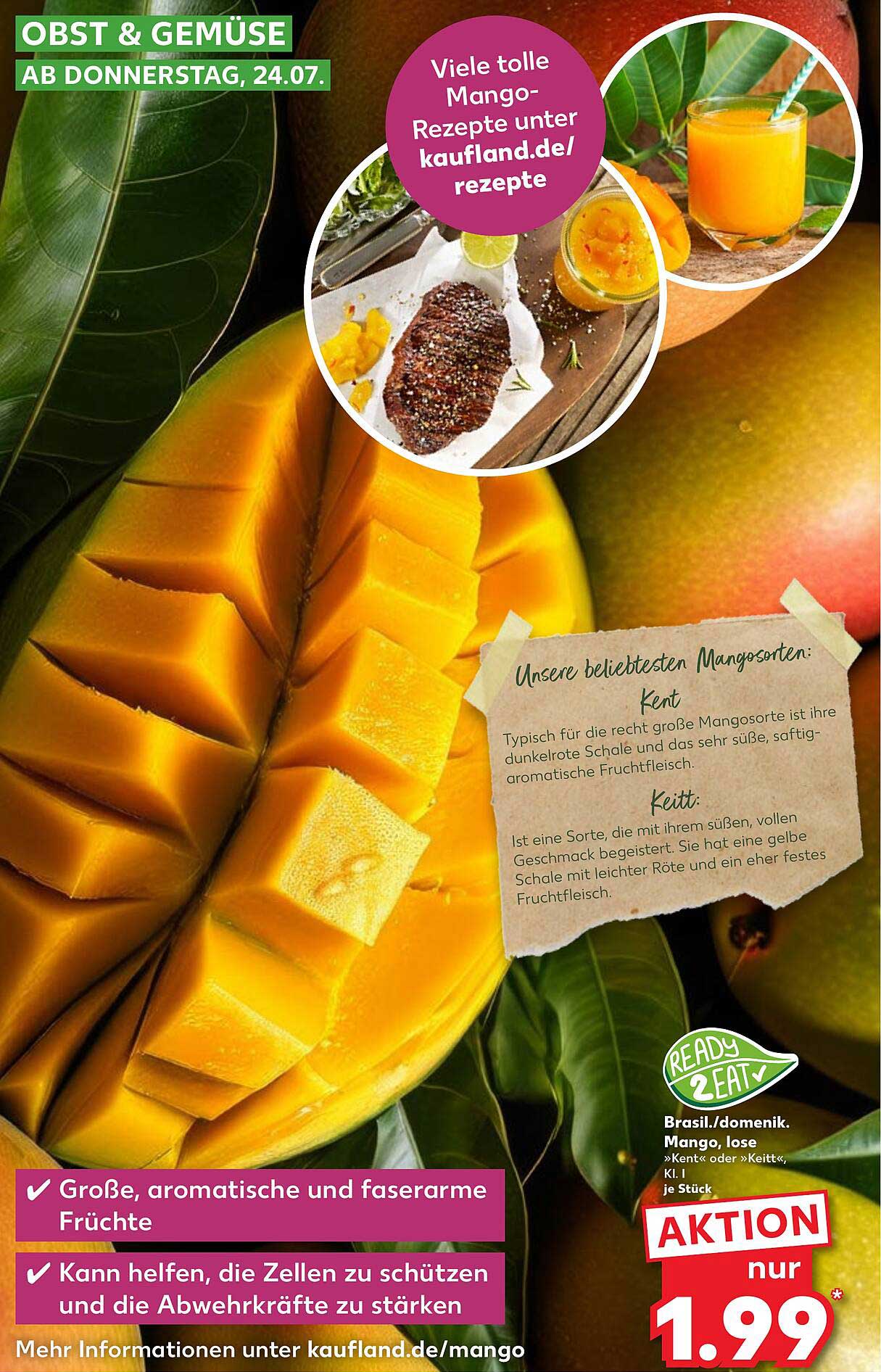 Mango - Brasil/Domenik, lose – Kent oder Keitt, 1 Stück