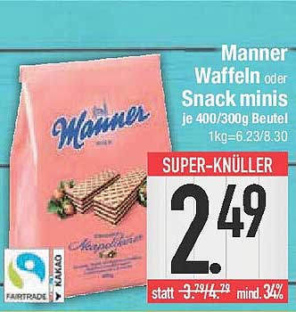 Manner Waffeln oder Snack minis je 400/300g Beutel