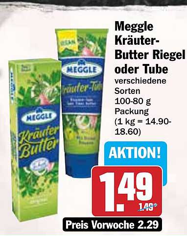 Meggle Kräuter-Butter Riegel oder Tube
