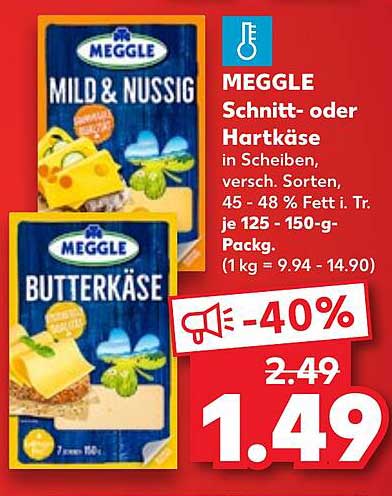 MEGGLE Schnitt- oder Hartkäse in Scheiben, verschiedene Sorten