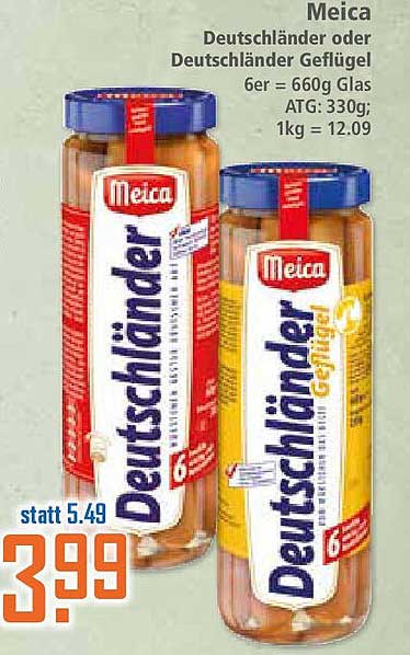 Meica Deutschländer oder Deutschländer Geflügel, 6er-660g Glas