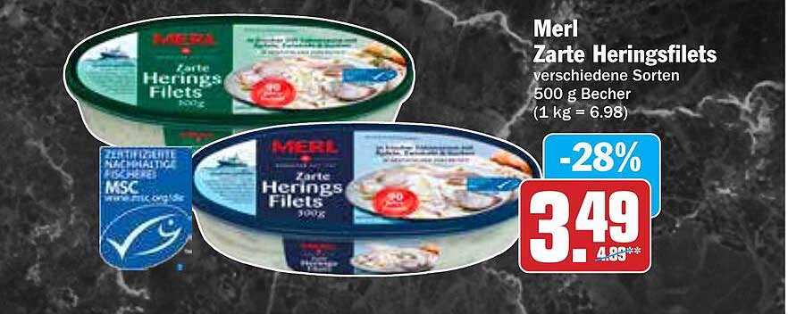 Merl Zarte Heringsfilets verschiedene Sorten 500 g Becher