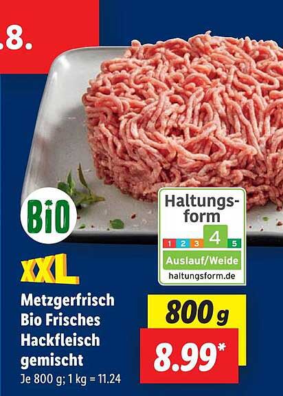 Metzgerfrisch Bio Frisches Hackfleisch gemischt - 800 g