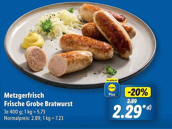 Metzgerfrisch Frische Grobe Bratwurst