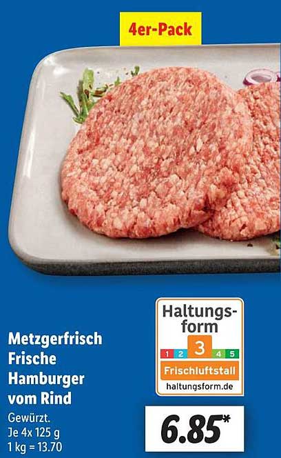 Metzgerfrisch Frische Hamburger vom Rind 4er-Pack
