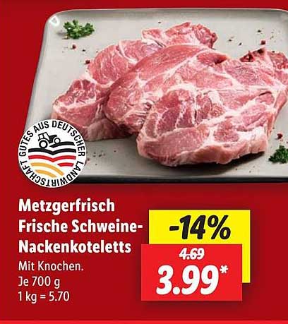 Metzgerfrisch Frische Schweinenackensteaks mit Knochen