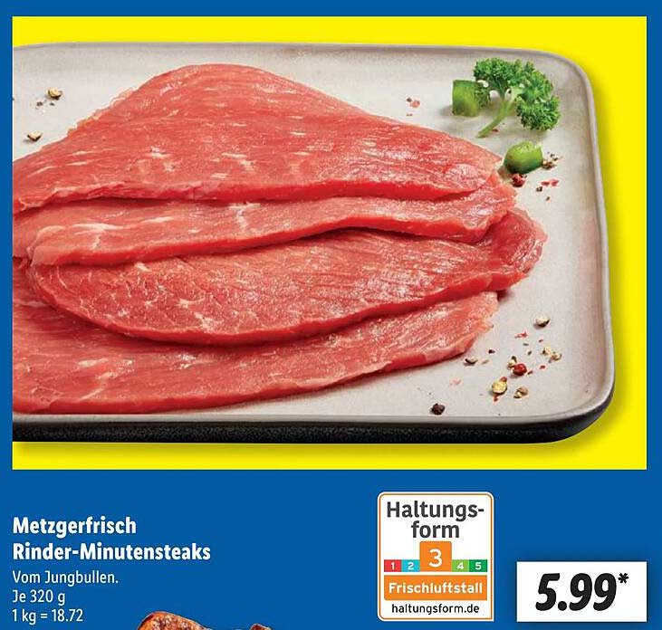 Metzgerfrisch Rinder-Minutensteaks vom Jungbullen