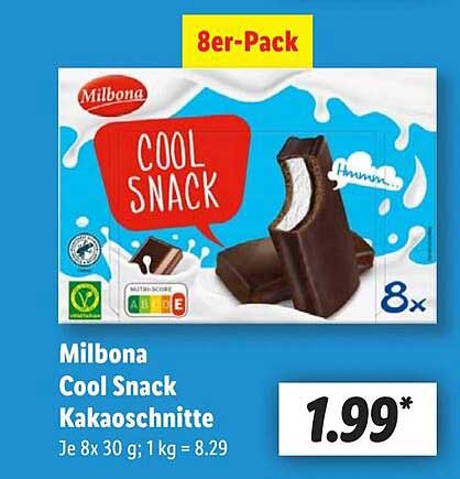 Milbona Cool Snack Kakaoschnitte 8er-Pack