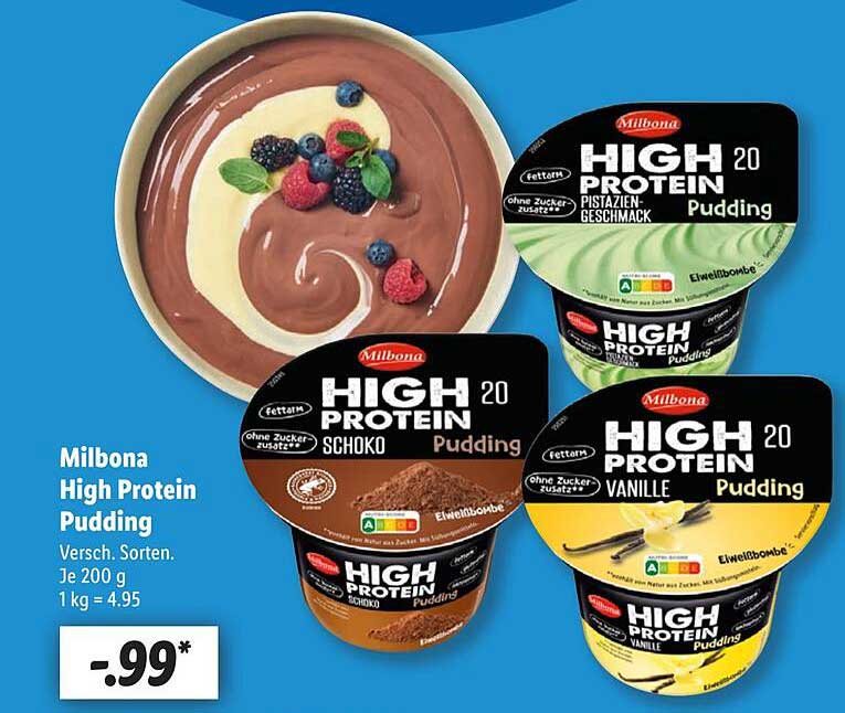 Milbona High Protein Pudding - Verschiedene Sorten