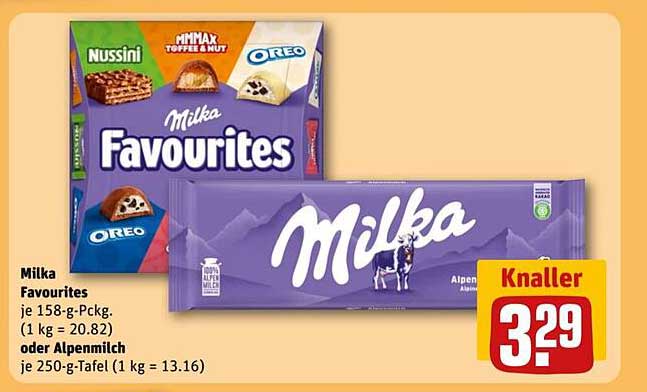 Milka Favourites oder Alpenmilch Schokolade