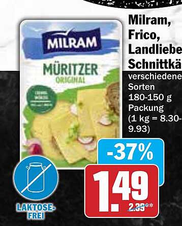 Milram, Frico, Landliebe Schnittkäse 180-150 g – verschiedene Sorten