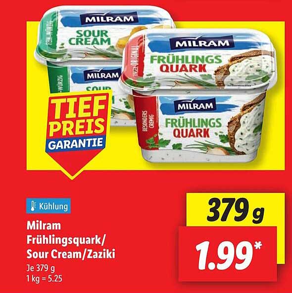 Milram Frühlingsquark/Sour Cream/Zaziki 379 g für nur 1,99 €