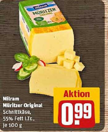 Milram Müritzer Original Schnittkäse, 55% Fett i.Tr., je 100 g