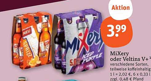 MiXery oder Veltins V+ - verschiedene Sorten, teilweise koffeinhaltig