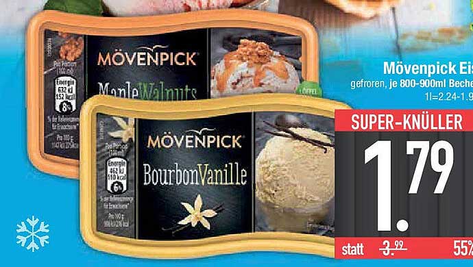 Mövenpick Eis - Maple Walnuts und Bourbon Vanille 800-900ml Becher