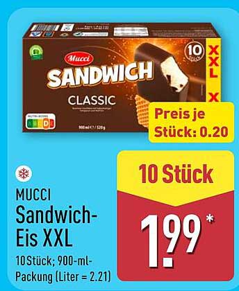 MUCCI Sandwich-Eis XXL 10 Stück