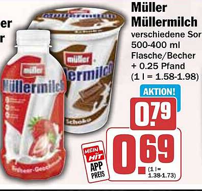 Müller Müllermilch verschiedene Sorten 500-400 ml Flasche/Becher