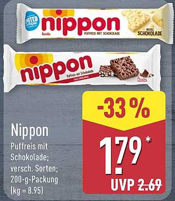 Nippon Puffreis mit Schokolade, verschiedene Sorten, 200-g-Packung