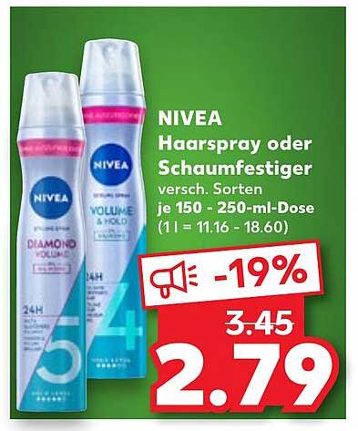 NIVEA Haarspray oder Schaumfestiger, versch. Sorten je 150 - 250-ml-Dose