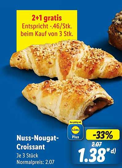 Nuss-Nougat-Croissant – 3 Stück zum Sparpreis