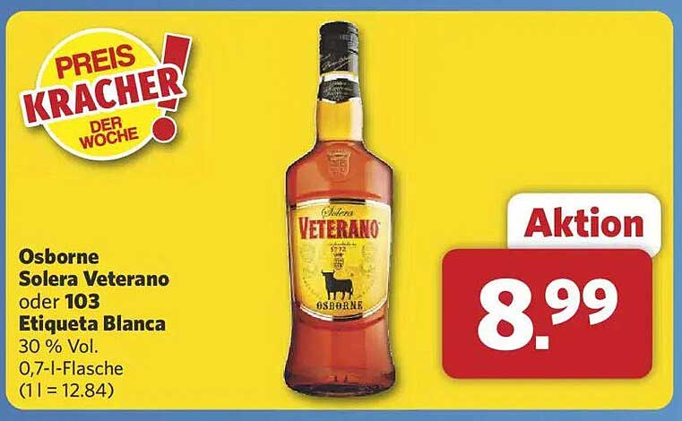 Osborne Solera Veterano oder 103 Etiqueta Blanca