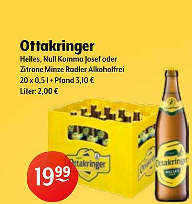 Ottakringer Helles, Null Komma Josef oder Zitrone Minze Radler Alkoholfrei 20 x 0,5 L