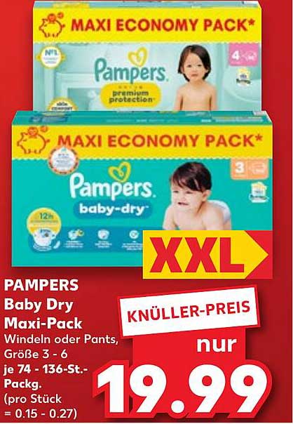 PAMPERS Baby Dry Maxi-Pack Windeln oder Pants, Größe 3 - 6