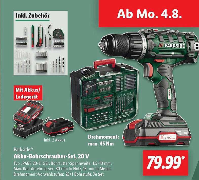 Parkside® Akku-Bohrschrauber-Set, 20 V - Ab 04.08.