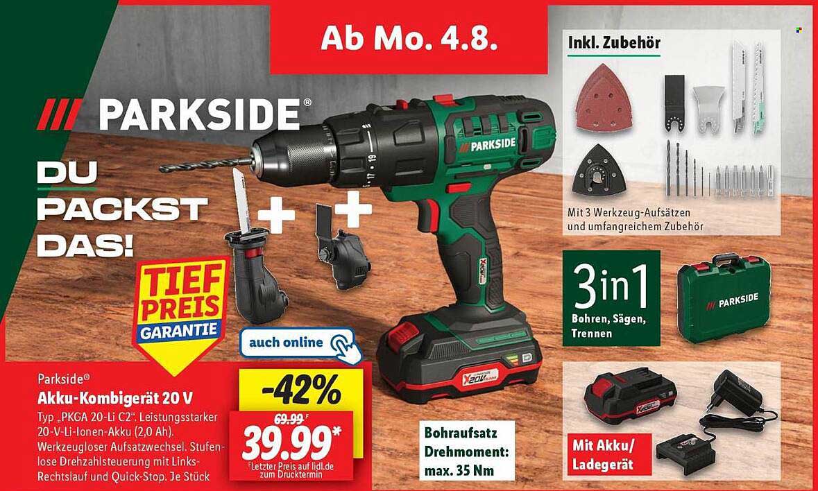 Parkside Akku-Kombigerät 20 V