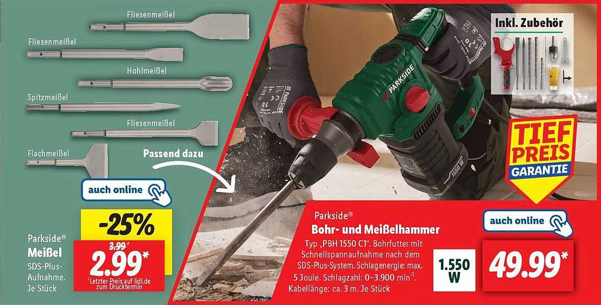 Parkside® Bohr- und Meißelhammer Typ PBH 1550 CT