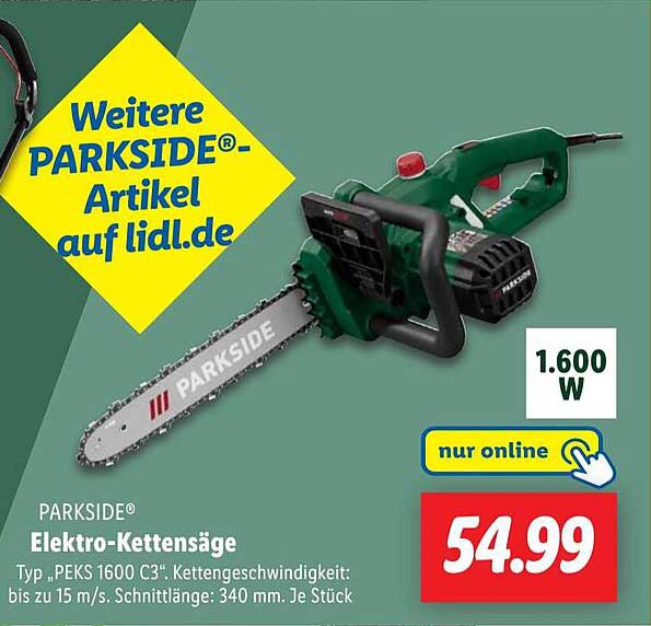 PARKSIDE® Elektro-Kettensäge Typ „PEKS 1600 C3“