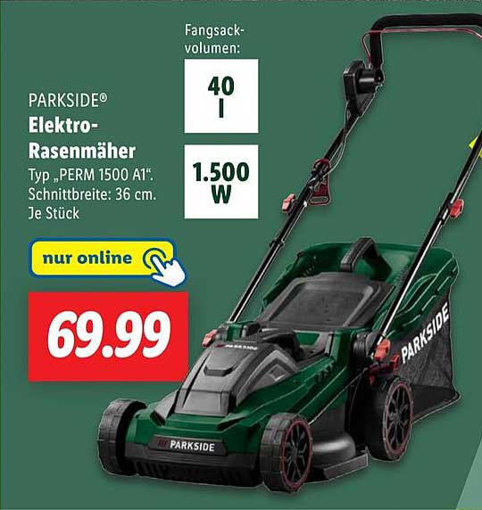 PARKSIDE® Elektro-Rasenmäher Typ „PERM 1500 A1“