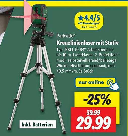 Parkside® Kreuzlinienlaser mit Stativ