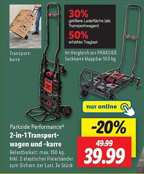 Parkside Performance® 2-in-1 Transportwagen und -karre