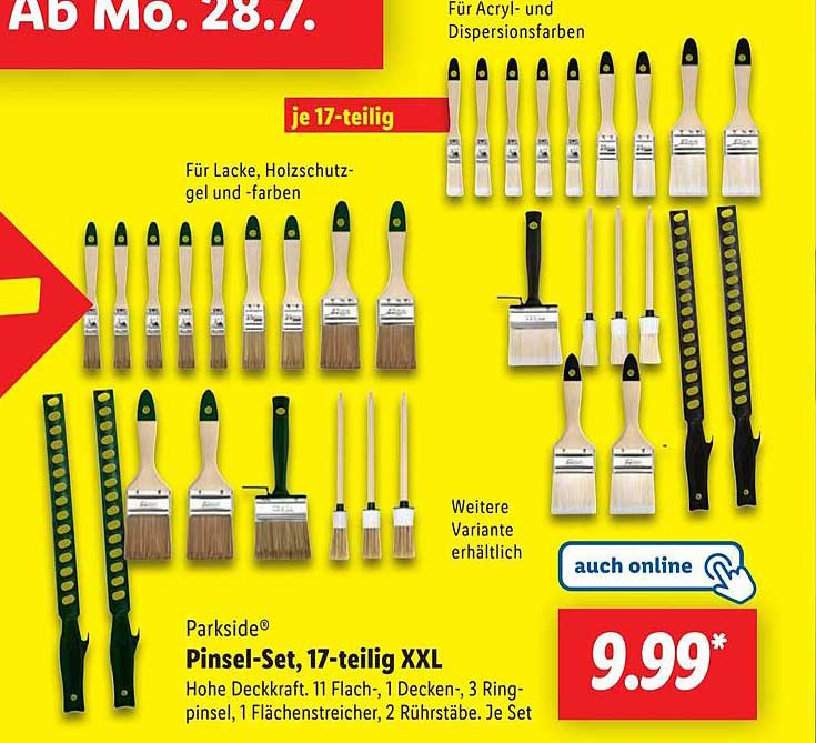 Parkside® Pinsel-Set, 17-teilig XXL