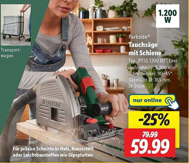Parkside® Tauchsäge mit Schiene, Typ - PTSS 1200 D2