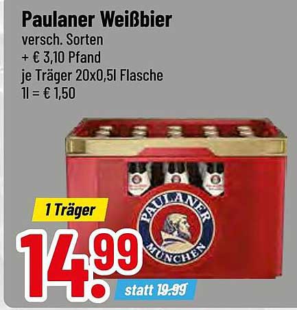 Paulaner Weißbier - 20 x 0,5 l Kästen zum Vorteilspreis