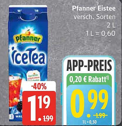 Pfanner Eistee 2 L - verschiedene Sorten