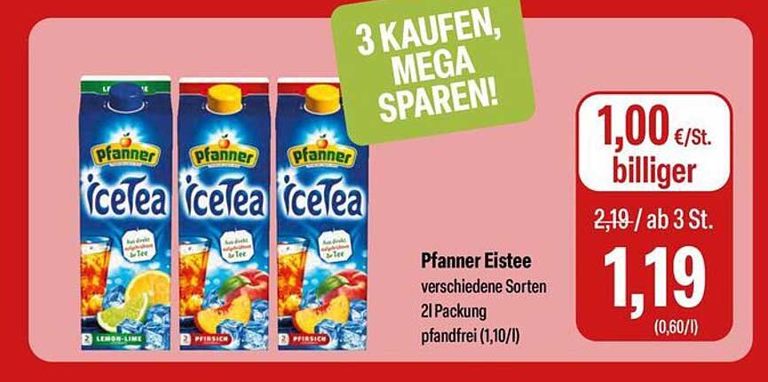 Pfanner Eistee verschiedene Sorten 2l Packung
