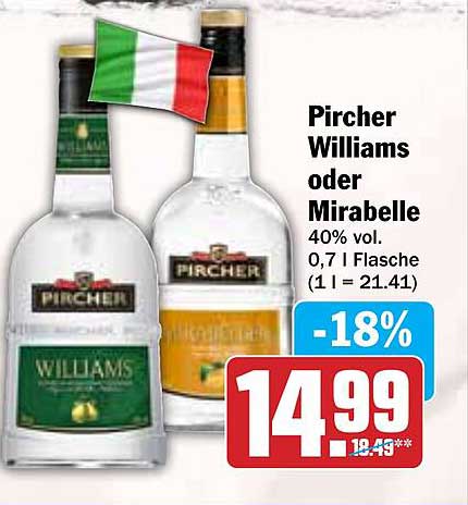 Pircher Williams oder Mirabelle 0,7 l