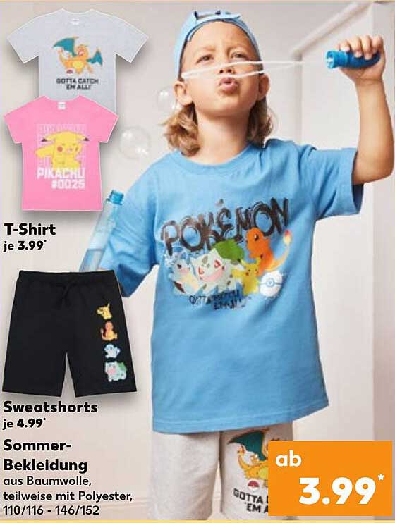 Pokémon T-Shirts und Sweatshorts ab 3,99 €