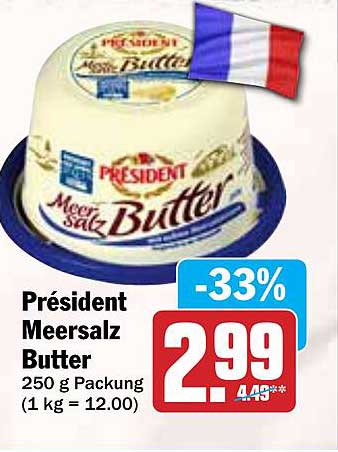 Präsident Meersalz Butter 250 g Packung - Angebot