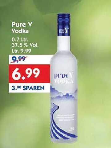 Pure V Vodka 0.7 Ltr - 37.5 % Vol.