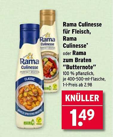 Rama Culinesse für Fleisch, Rama Culinesse* oder Rama zum Braten 'Butternote'